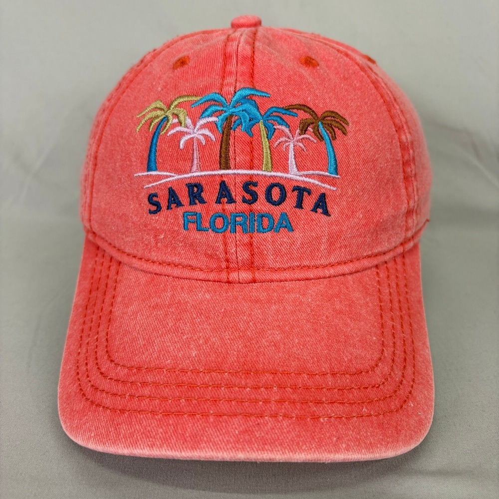 Alvin's Island Hat Sarasota Florida Unisex OSFA Coral Red Palm Tree Souvenir
